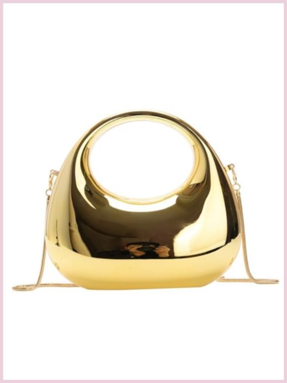 Acrylic Clutch Evening Bag Moon Shape Magnetic Closure Detachable Chain